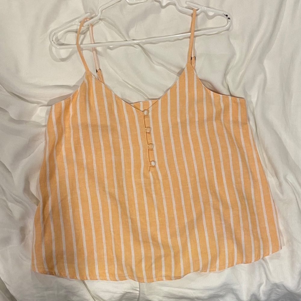 Abound Orange White Stripe Linen Tank